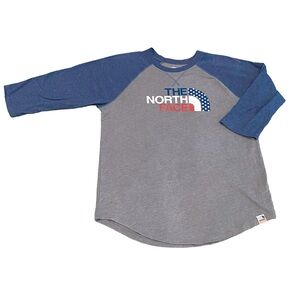 The North Face men’s raglan baseball style American flag logo tee size L